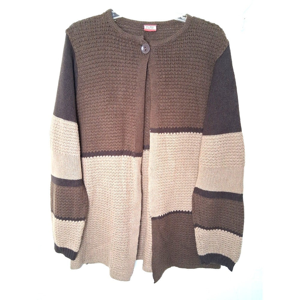 Vintage Tudor Court Cardigan Sweater Color Block Boxy Lightweight‎ Size 2X